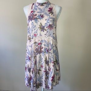 NWT Free People Floral Print Lace Slip Dress Pink M